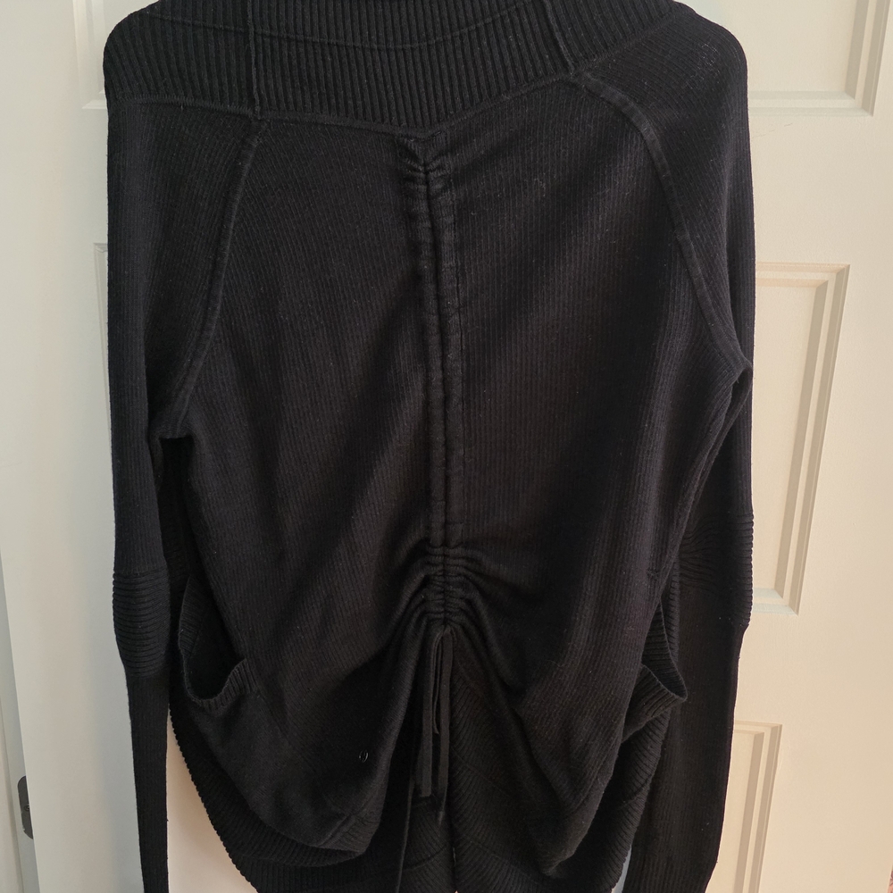 Black Ribbed Open Cardigan - Picture 2 of 4